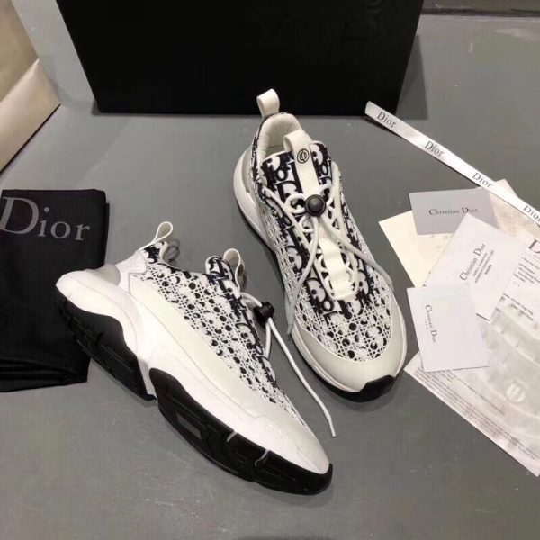 Dior White Dior Oblique "B24" Sneaker With 'Cannage' Motif