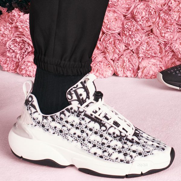 Dior White Dior Oblique "B24" Sneaker With 'Cannage' Motif - Image 8
