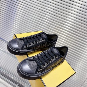 Fendi Domino Black Fabric Low-Tops Sneakers