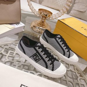 Fendi Domino Black Fabric Low-Tops Sneakers