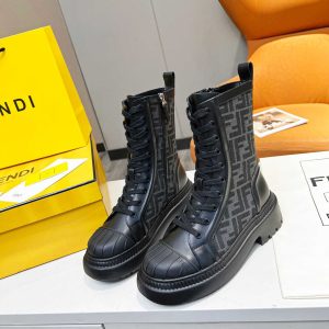 Fendi Domino Black Leather Biker Boots