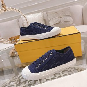 Fendi Domino Blue Fabric Low-Tops Sneakers