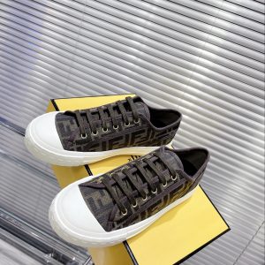 Fendi Domino Brown Fabric Low-Tops Sneakers