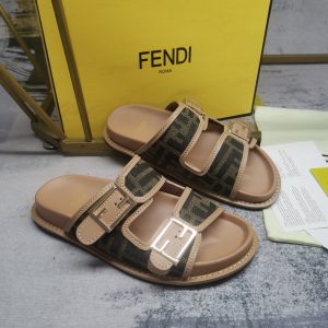 Fendi Feel Brown FF Fabric Slides