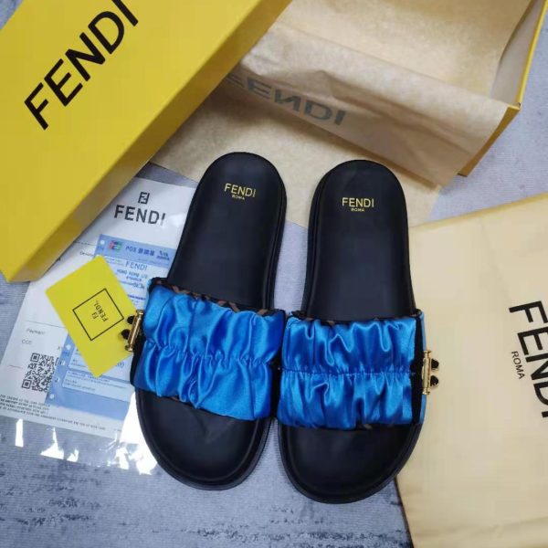 Fendi Fendi Feel Blue Satin Slides