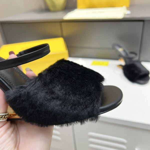 Fendi First Black Mink Medium-Heel Sandals - Image 3