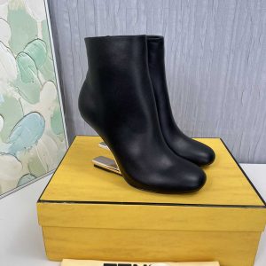 Fendi First High-Heeled Boots In Black Nubuck Leather