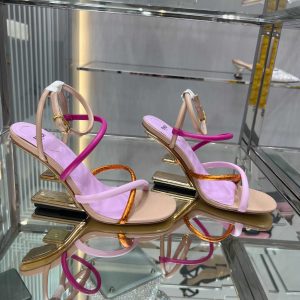 Fendi First Pink Nappa Leather High-Heeled Sandals