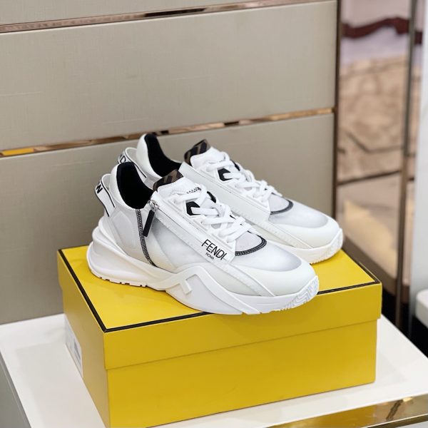 Fendi Flow White Nylon And Suede Low-Tops Sneakers