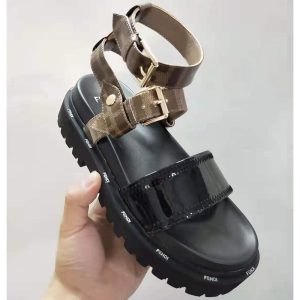 Fendi Golden Strap Slides Sandals