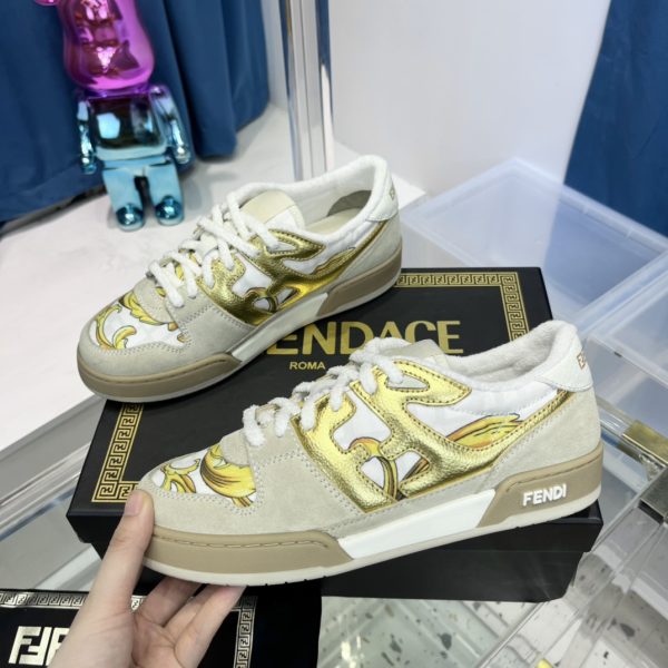 Fendi Match Fendace Beige Suede Low-Tops Sneaker