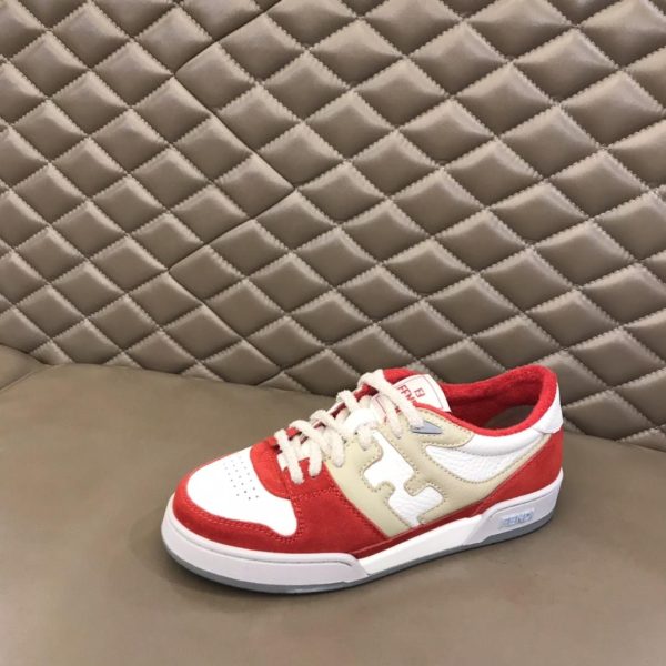 Fendi Red Leather Low-Tops Sneakers