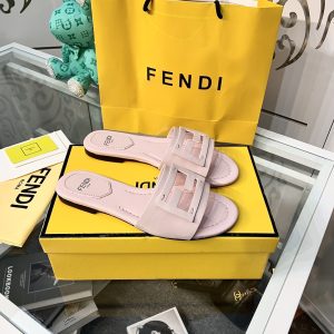 Fendi Signature Pink Leather Slides