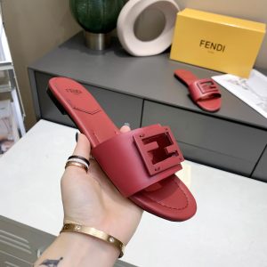 Fendi Signature Red Leather Slides