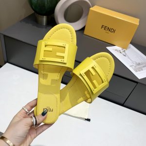 Fendi Signature Yellow Leather Slides