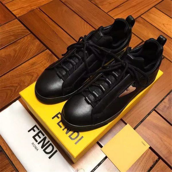 Fendi FF Bug Eyes Leather Shoes In Black