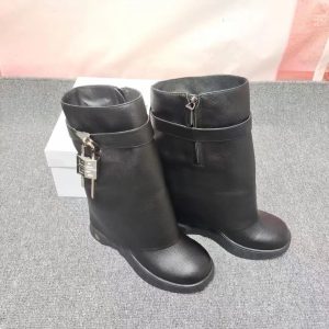 Givenchy Shark Lock Biker Ankle Boots In Grained Leather