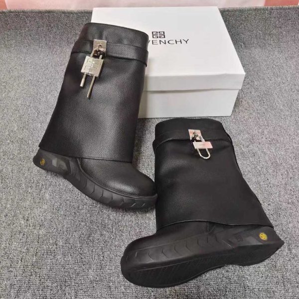 Givenchy Shark Lock Biker Ankle Boots In Grained Leather - Image 2