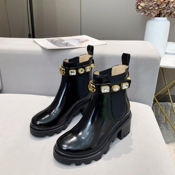 Gucci Leather Ankle Boot With Belt - Image 9