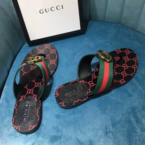 Gucci Slides And Thong Sandals For Women Blue And Red Web - Image 3