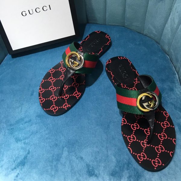 Gucci Slides And Thong Sandals For Women Blue And Red Web - Image 4