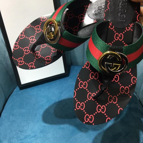 Gucci Slides And Thong Sandals For Women Blue And Red Web - Image 5