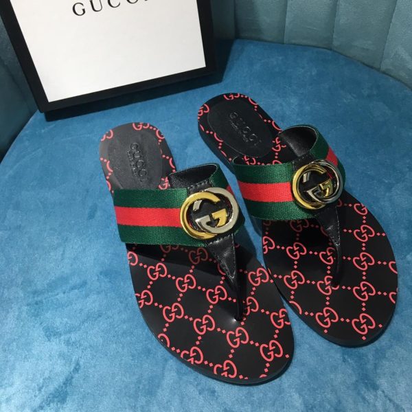 Gucci Slides And Thong Sandals For Women Blue And Red Web - Image 6