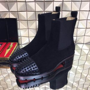 Super Perfect Christian Louboutin Black Spikes Boot