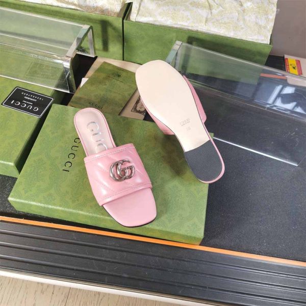 Gucci Women's Slide Sandal With Double G Pink - Image 3
