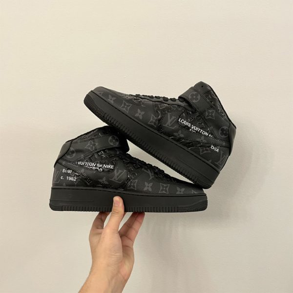 Louis Vuitton X Nike Air Force 1 Mid-Top Sneaker In All Black