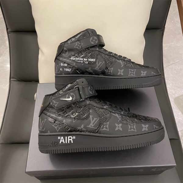 Louis Vuitton X Nike Air Force 1 Mid-Top Sneaker In All Black - Image 2