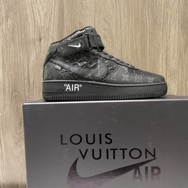 Louis Vuitton X Nike Air Force 1 Mid-Top Sneaker In All Black - Image 3
