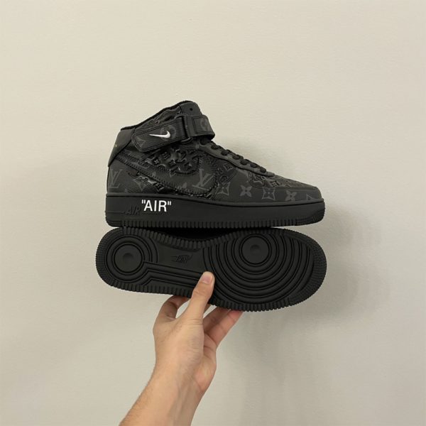 Louis Vuitton X Nike Air Force 1 Mid-Top Sneaker In All Black - Image 4