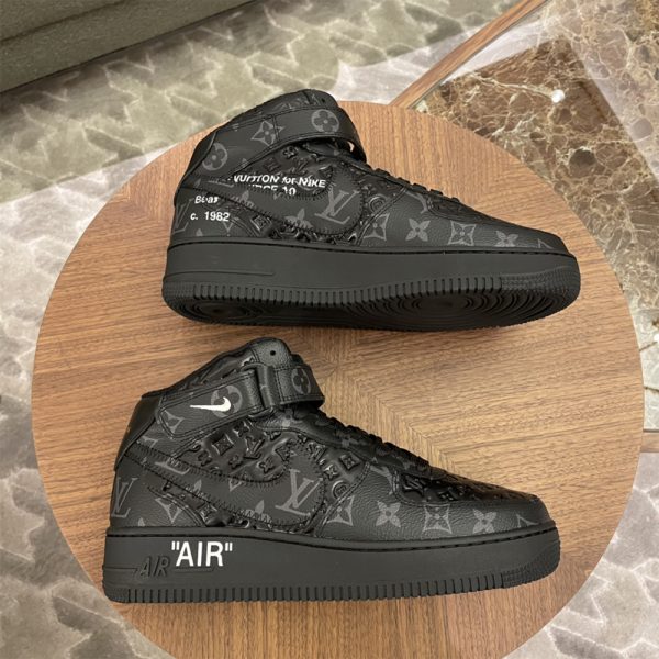 Louis Vuitton X Nike Air Force 1 Mid-Top Sneaker In All Black - Image 5