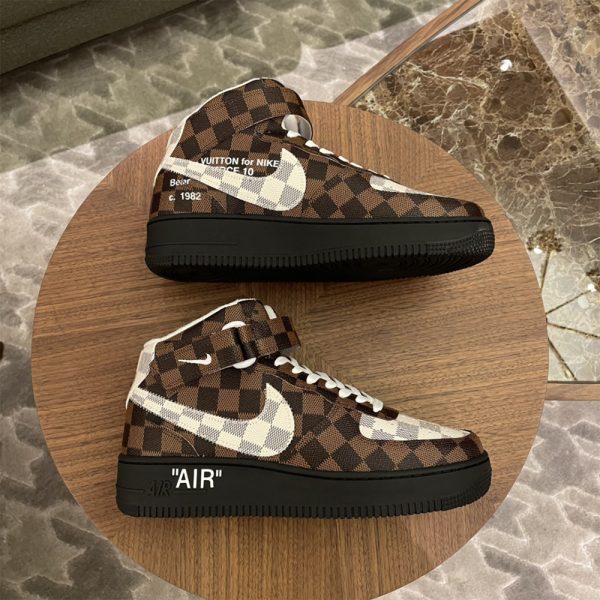 Louis Vuitton X Nike Air Force 1 Mid-Top Sneaker In Brown - Image 3