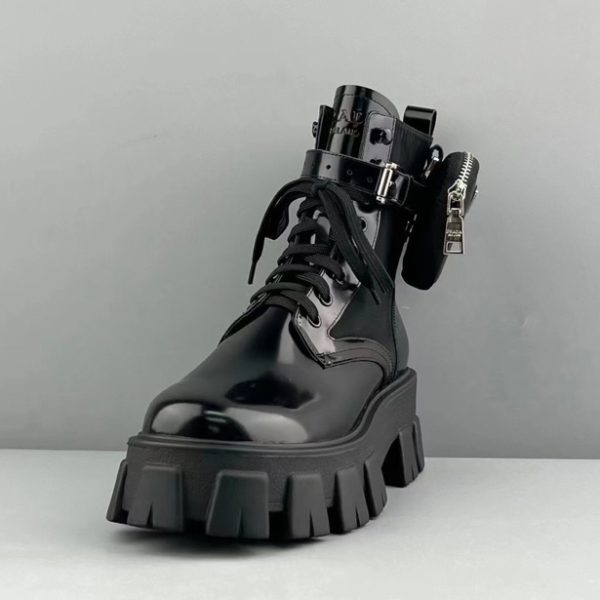 Prada Brushed Leather And Technical Fabric Booties