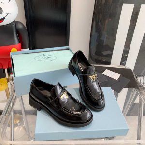 Prada Chocolate Brushed Leather Loafers