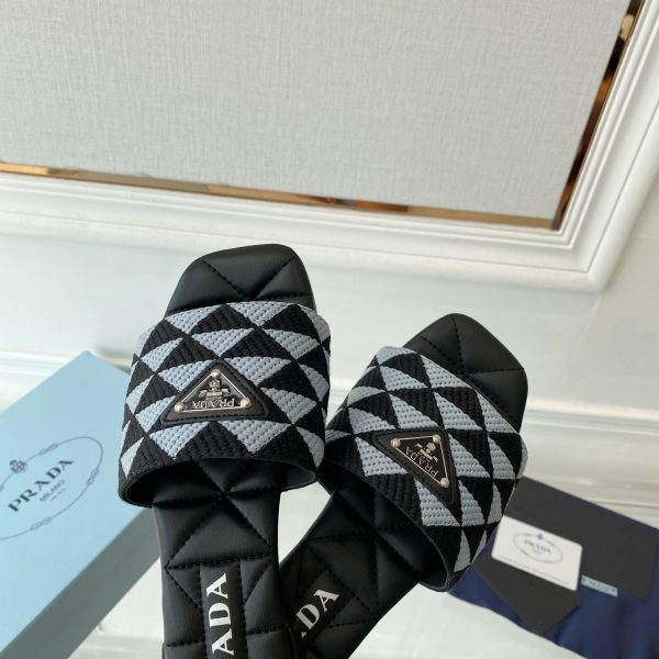 Prada Embroidered Fabric Slides