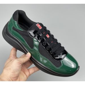 Prada Male America's Cup Sneaker In Bottle Green/Black