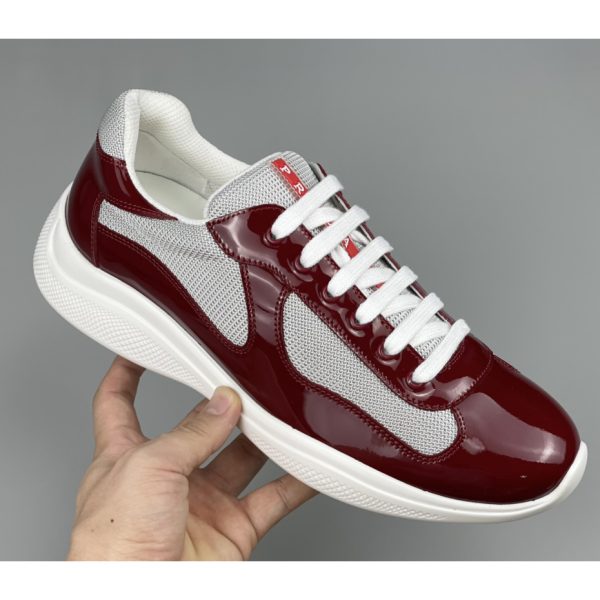 Prada Male America's Cup Sneaker In Ruby Red/White