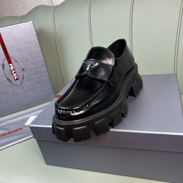 Prada Monolith Brushed Leather Loafers - Image 2