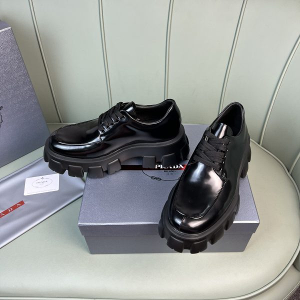 Prada Monolith Brushed Leather Lace-Up Shoes - Image 3
