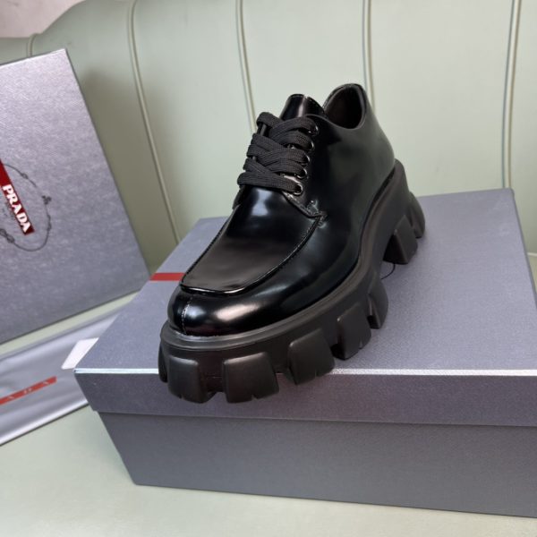 Prada Monolith Brushed Leather Lace-Up Shoes - Image 4