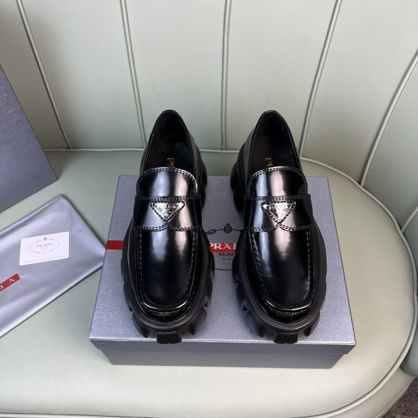 Prada Monolith Brushed Leather Loafers - Image 7