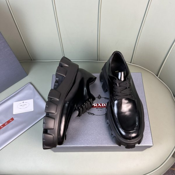 Prada Monolith Brushed Leather Lace-Up Shoes - Image 6