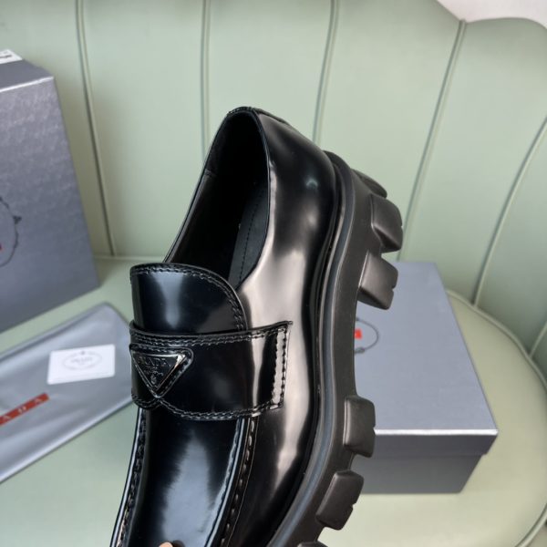 Prada Monolith Brushed Leather Loafers - Image 8