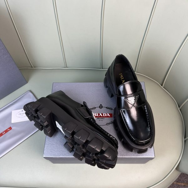 Prada Monolith Brushed Leather Loafers - Image 9