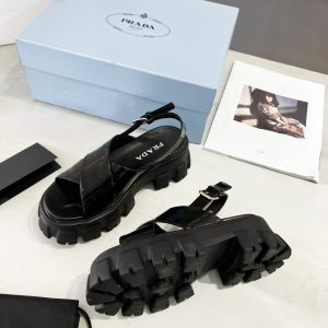 Prada Monolith Brushed Leather Sandals