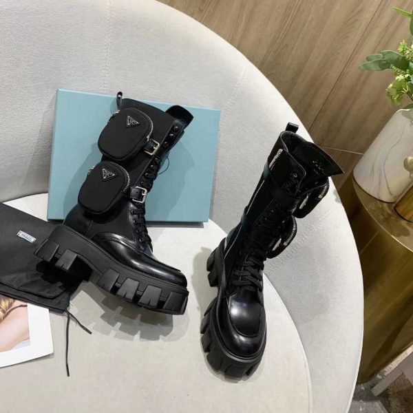 Prada Monolith Leather And Nylon Boots