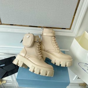 Prada Monolith Leather And Nylon Fabric Boots